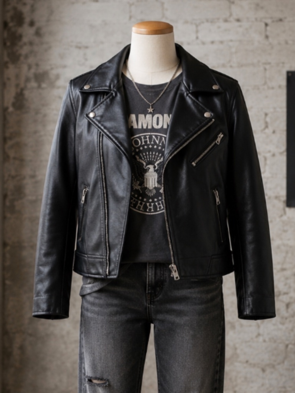 Ralph Lauren Black Leather Jacket. Girl. Size L (13/14)